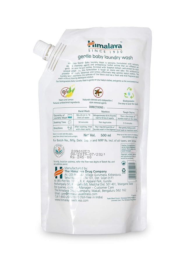 Himalaya Gentle Baby Laundry Liquid Wash 500 ml (Pouch) Himalaya Gentle Baby Laundry Liquid Wash 500 ml (Pouch)
